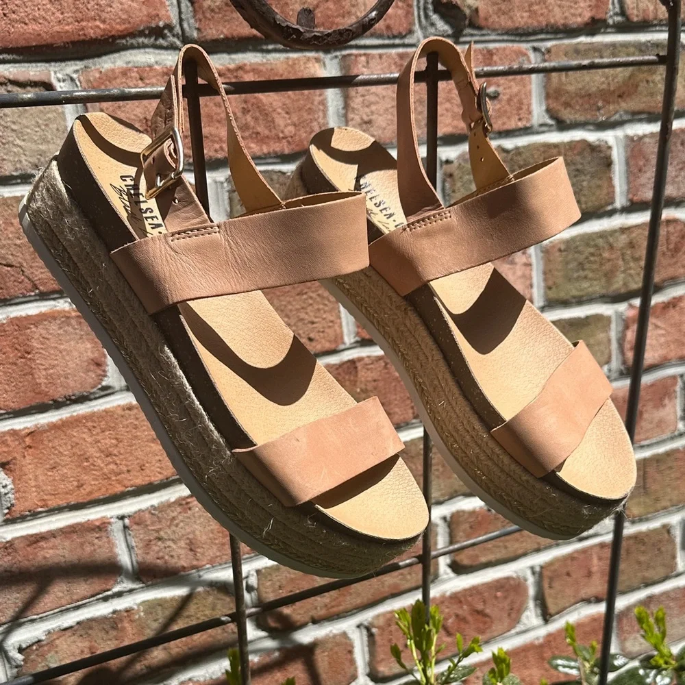 🌴🤎Chelsea Crew Tan Platform Espadrille Sandals•Size 8🤎🌴